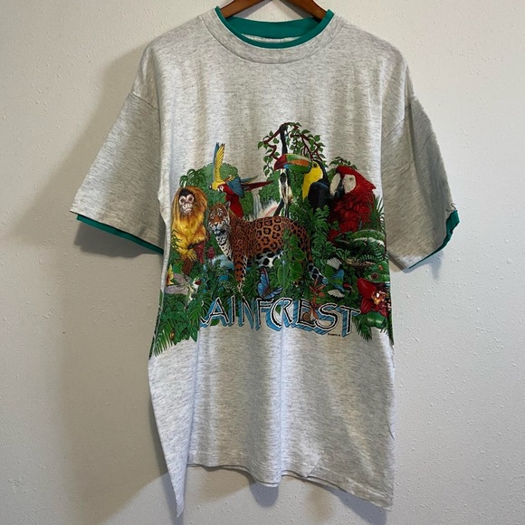 Vintage 1991 Rainforest Animals Nature
Wrap Around Graphic Tee - Picture 2 of 5